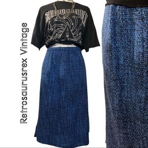 Vintage Jantzen 1960's Blue Wool Pin Up Wiggle Skirt, Medium